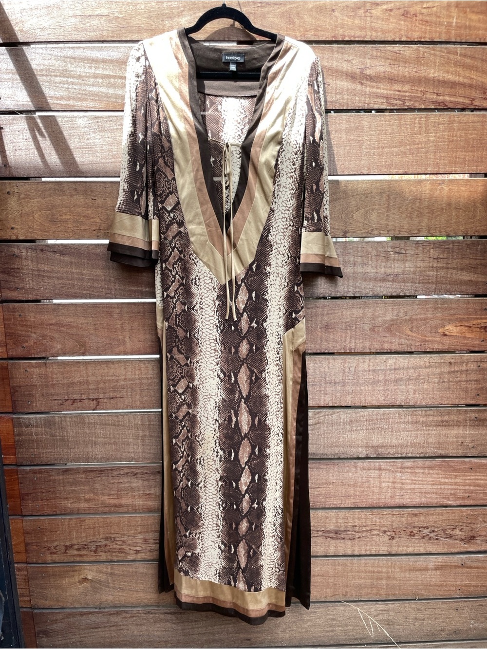 Bebe Vintage Snake Color-blocked Dress/Kaftan, Silk, Size S